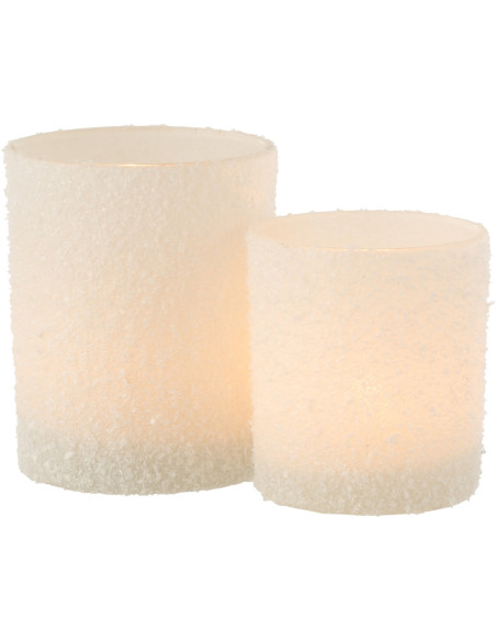 Photophore original Diamètre 10 cm en Verre Blanc Effet neige Leron - 5