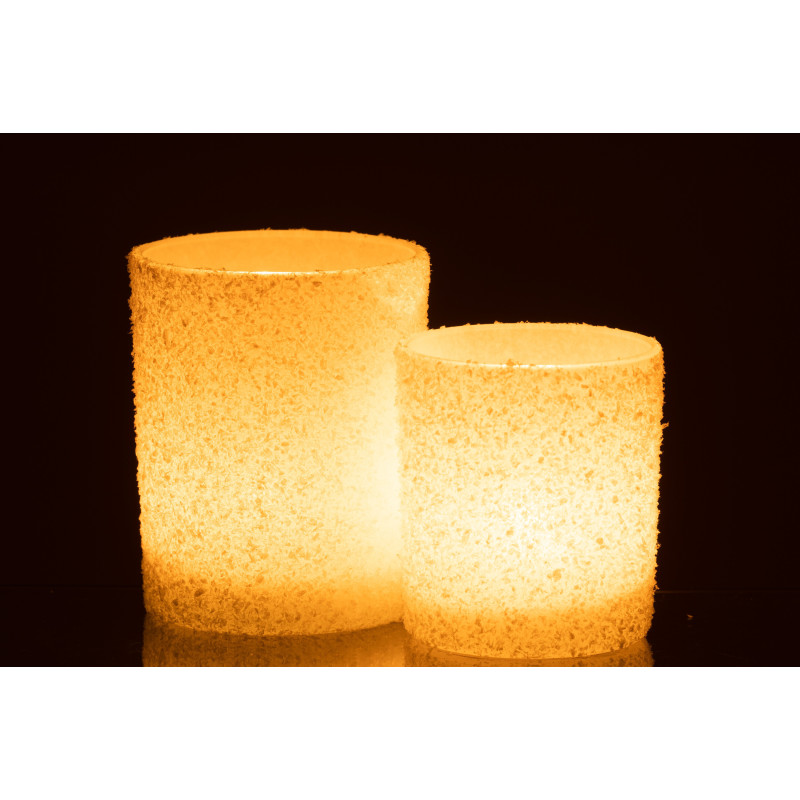 Photophore original Diamètre 10 cm en Verre Blanc Effet neige Leron - 6