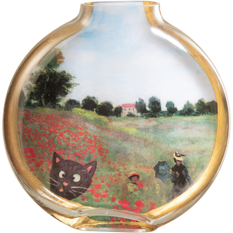 Vase original Rond Hauteur 25 cm en Verre Inspiration Les coquelicots Les Chartistes - 1