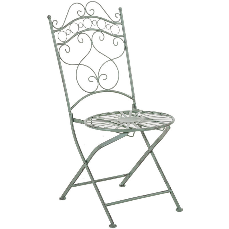 Chaise de jardin Pliante Victoria en Métal Vert vieilli - 1