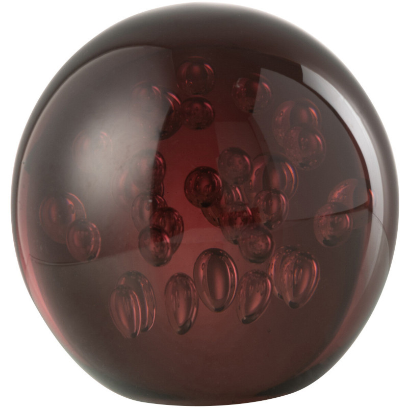 Presse papier original Boule avec bulles 10 cm en Verre Rouge bordeaux Bubbles - 1
