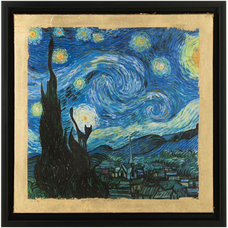 Tableau décoration moderne imprimé 34x34 en Polyrésine Bois de pin Inspiration La Nuit étoilé Les Chartistes - 1