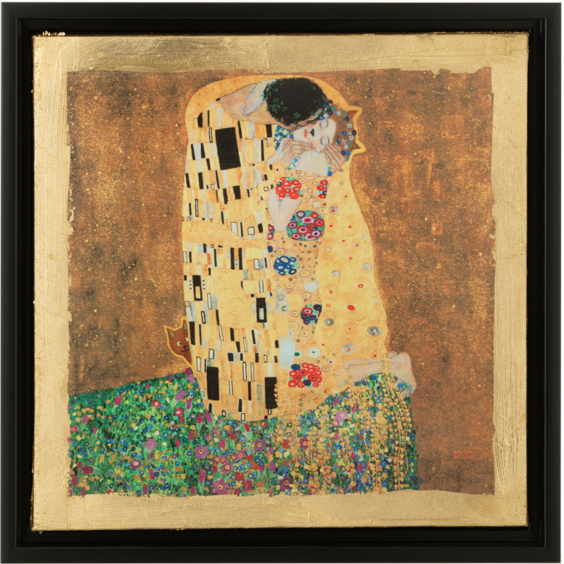 Tableau décoration moderne imprimé 34x34 en Polyrésine Bois de pin Inspiration Le Baiser Les Chartistes - 1