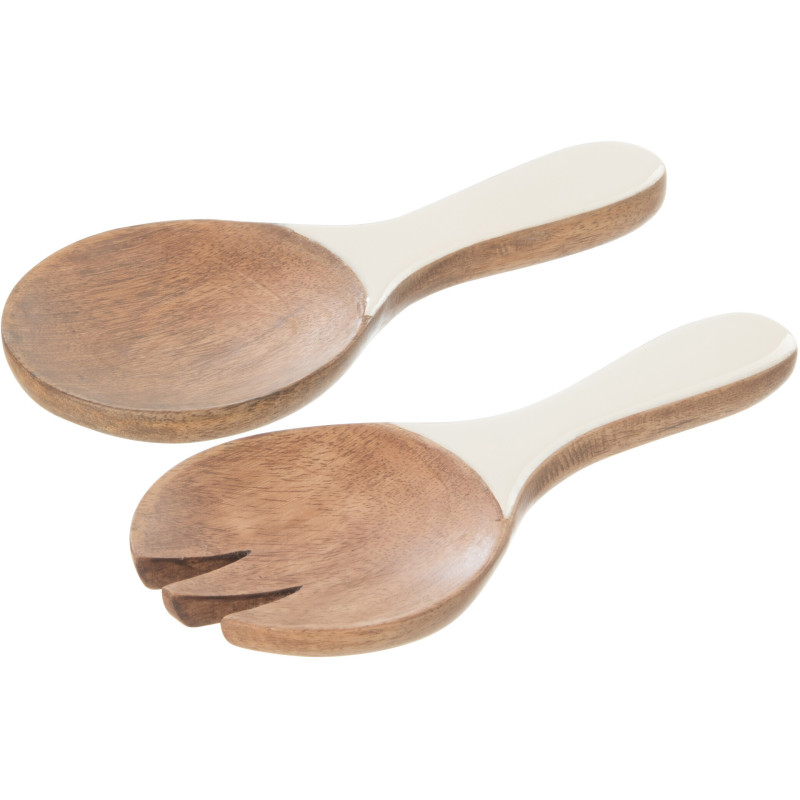 Couverts à salade Kos en Bois de manguier Naturel Blanc - 1