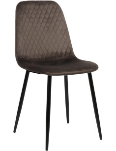 Chaise moderne Dossier matelassé en Velours Gris Métal Noir Silvia - 1