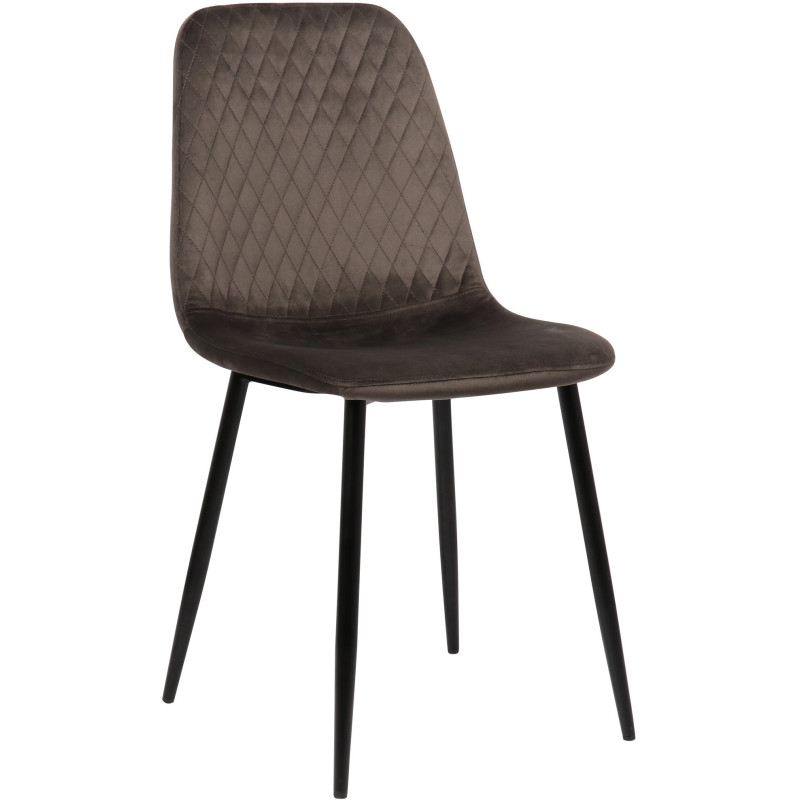 Chaise moderne Dossier matelassé en Velours Gris Métal Noir Silvia - 1