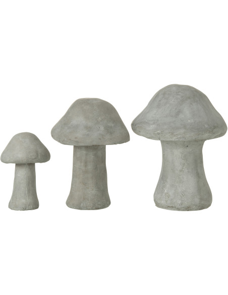 Champignon décoratif Dulce en Ciment Gris (Lot de 3) - 2