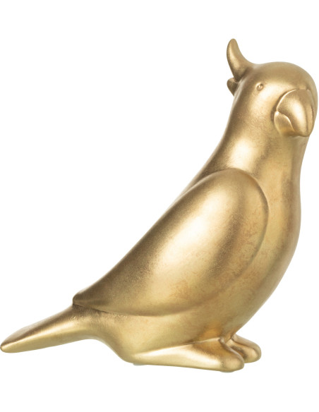 Statue déco Perroquet Ziggy en Faïence Doré - 1