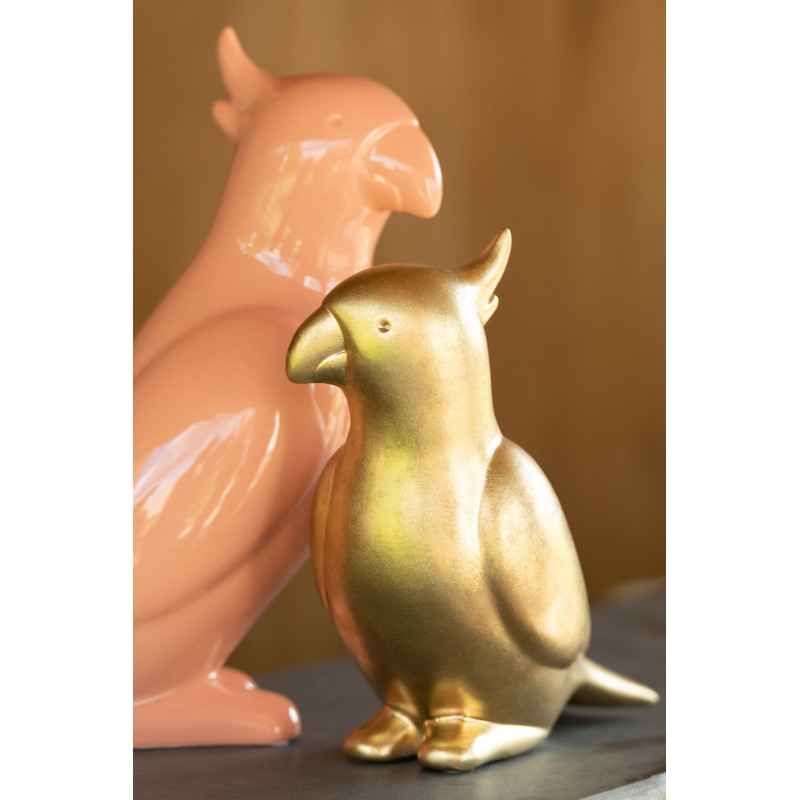 Statue déco Perroquet Ziggy en Faïence Doré - 2