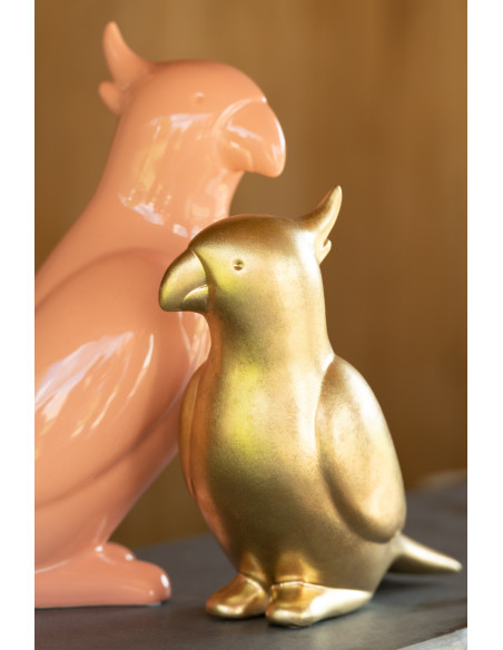 Statue déco Perroquet Ziggy en Faïence Doré - 2