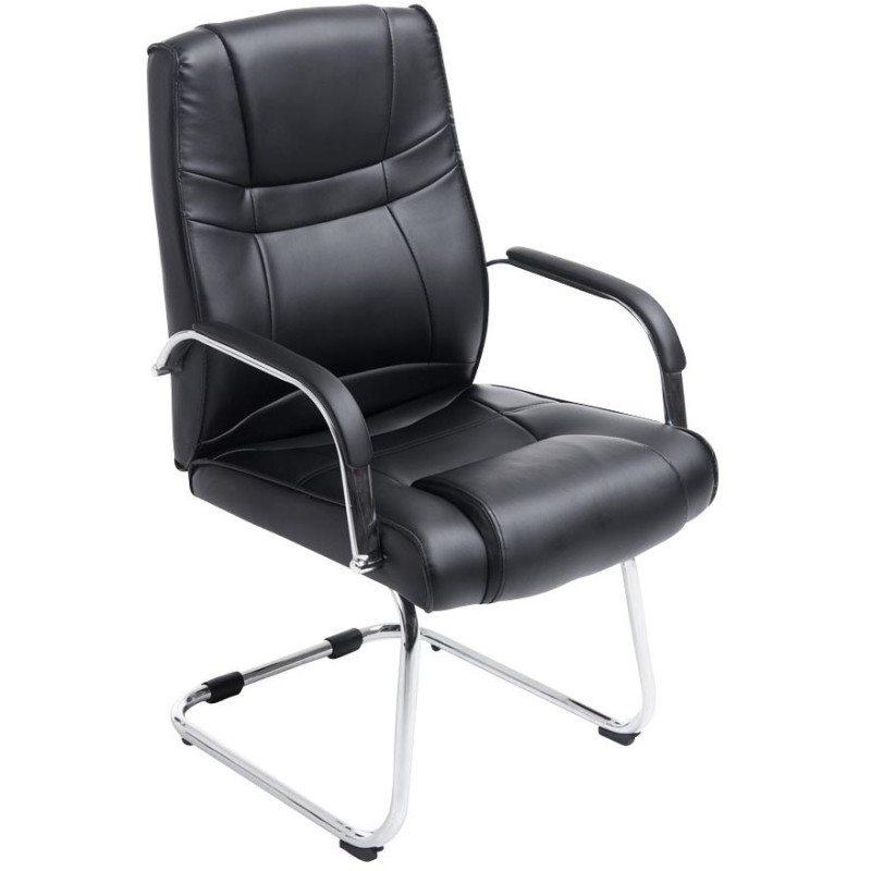 Chaise de bureau Avec accoudoirs Sullivan en Polyuréthane Noir Métal Chromé - 1