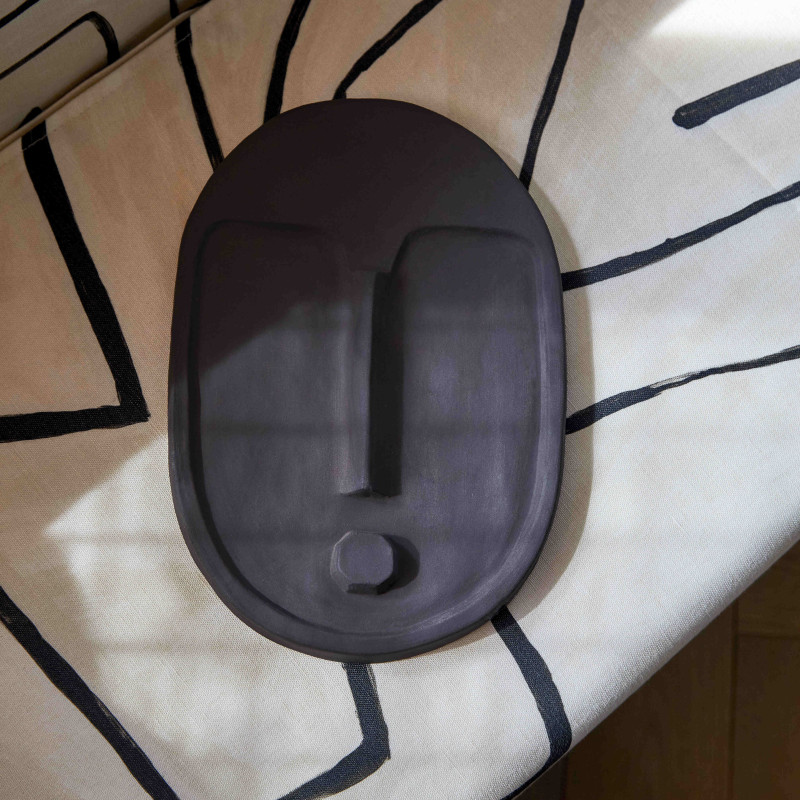 Décoration murale Masque Ethnique abstrait Hauteur 28 cm en Céramique Gris anthracite Mask - 5