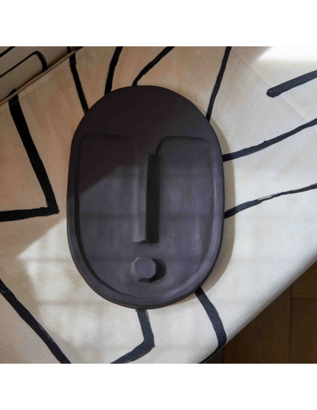 Décoration murale Masque Ethnique abstrait Hauteur 28 cm en Céramique Gris anthracite Mask - 5