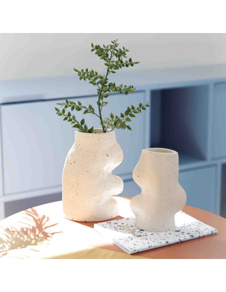 Vase original organique Hauteur 20 cm en Céramique Blanc Fluxo - 2