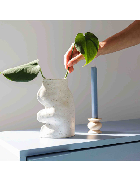 Vase original organique Hauteur 20 cm en Céramique Blanc Fluxo - 4