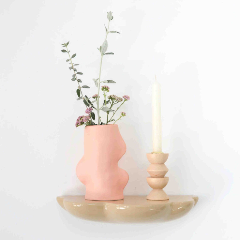 Vase original organique Hauteur 17 cm en Céramique Rose Fluxo - 3