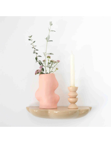 Vase original organique Hauteur 17 cm en Céramique Rose Fluxo - 3