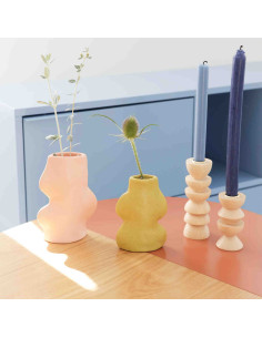 Vase original organique Hauteur 17 cm en Céramique Rose Fluxo - 2