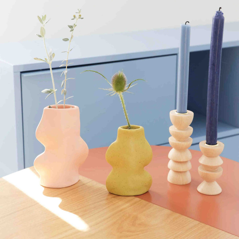 Vase original organique Hauteur 17 cm en Céramique Rose Fluxo - 2
