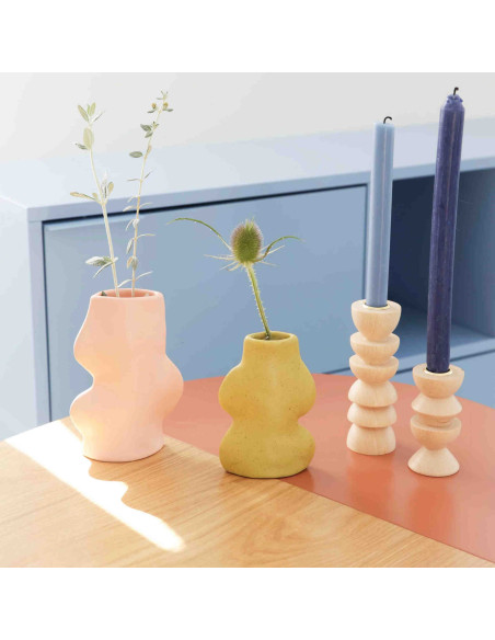 Vase original organique Hauteur 17 cm en Céramique Rose Fluxo - 2