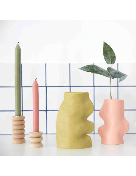 Vase original organique Hauteur 17 cm en Céramique Rose Fluxo - 4