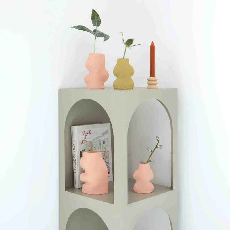 Vase original organique Hauteur 17 cm en Céramique Rose Fluxo - 5