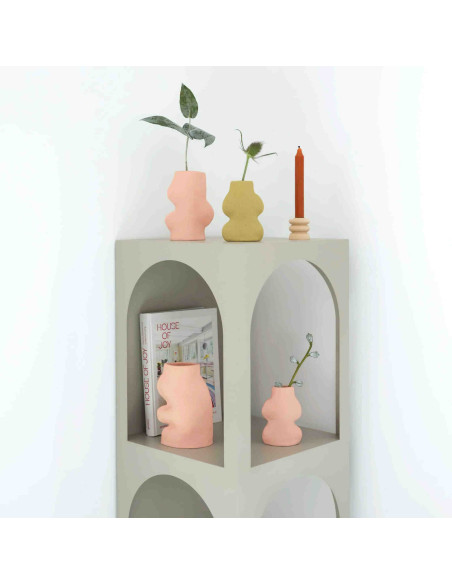 Vase original organique Hauteur 17 cm en Céramique Rose Fluxo - 5