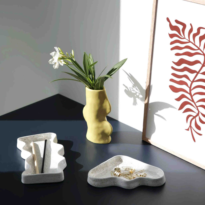 Vase original organique Hauteur 17 cm en Céramique Vert pistache Fluxo - 3