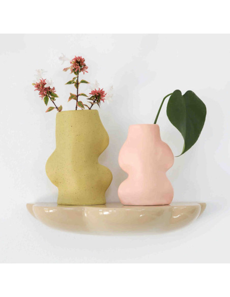 Vase original organique Hauteur 17 cm en Céramique Vert pistache Fluxo - 5