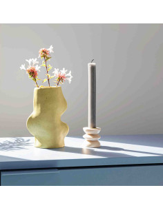 Vase original organique Hauteur 17 cm en Céramique Vert pistache Fluxo - 2