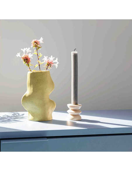 Vase original organique Hauteur 17 cm en Céramique Vert pistache Fluxo - 2