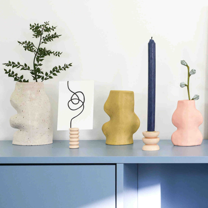 Vase original organique Hauteur 17 cm en Céramique Vert pistache Fluxo - 4