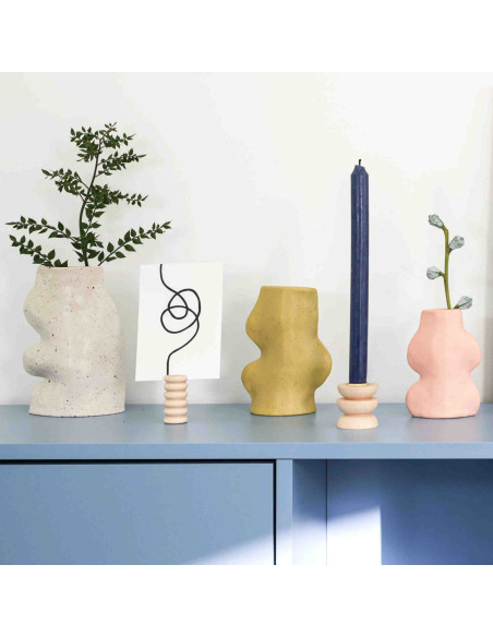 Vase original organique Hauteur 17 cm en Céramique Vert pistache Fluxo - 4