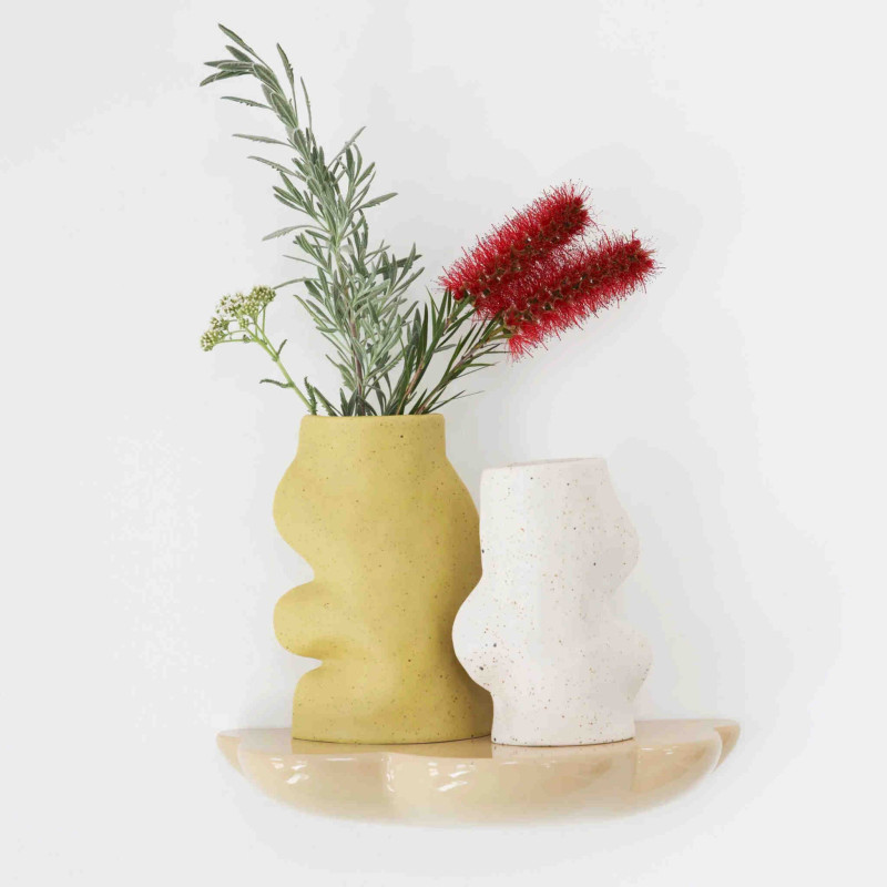 Vase original organique Hauteur 17 cm en Céramique Blanc Fluxo - 3