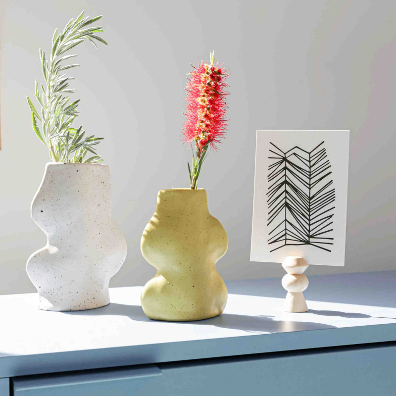 Vase original organique Hauteur 17 cm en Céramique Blanc Fluxo - 4