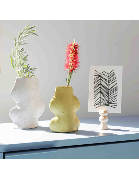 Vase original organique Hauteur 17 cm en Céramique Blanc Fluxo - 4