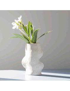Vase original organique Hauteur 17 cm en Céramique Blanc Fluxo - 2