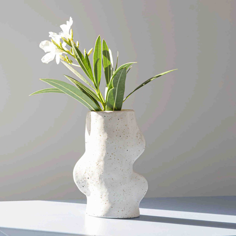 Vase original organique Hauteur 17 cm en Céramique Blanc Fluxo - 2