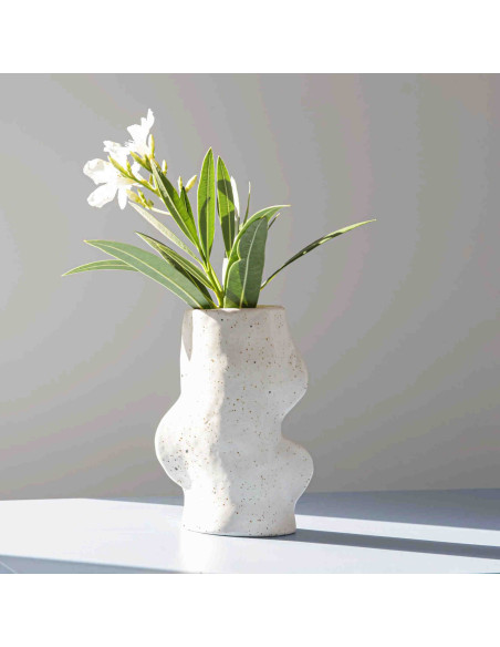 Vase original organique Hauteur 17 cm en Céramique Blanc Fluxo - 2