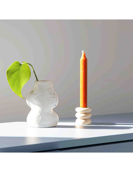 Vase original organique Hauteur 14 cm en Céramique Blanc Fluxo - 3