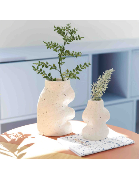 Vase original organique Hauteur 14 cm en Céramique Blanc Fluxo - 2