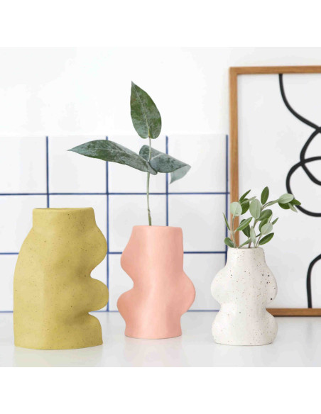 Vase original organique Hauteur 14 cm en Céramique Blanc Fluxo - 4