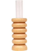 Vase original Soliflore Hauteur 15 cm en Bois de hêtre massif Naturel Verre Transparent Totem 1