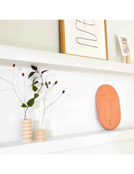 Vase original Soliflore Hauteur 15 cm en Bois de hêtre massif Naturel Verre Transparent Totem 1 - 4