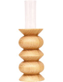 Vase original Soliflore Hauteur 15 cm en Bois de hêtre massif Naturel Verre Transparent Totem 5