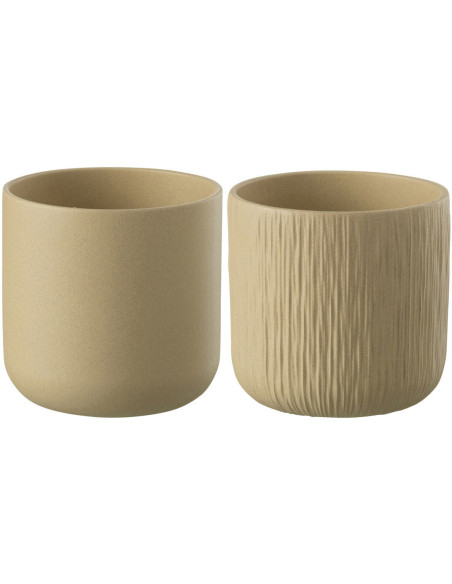 Cache-pot en Céramique Beige Gen Diamètre 7 cm (Lot de 2) - 1