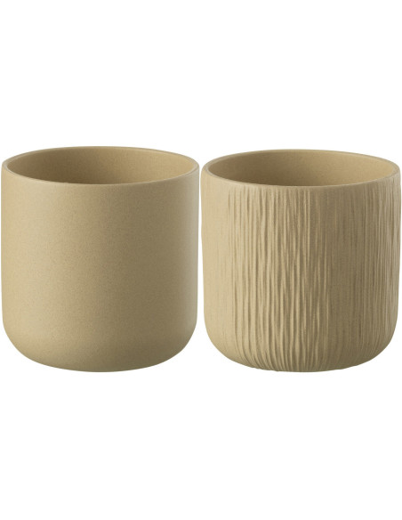 Cache-pot en Céramique Beige Gen Diamètre 11 cm (Lot de 2) - 1