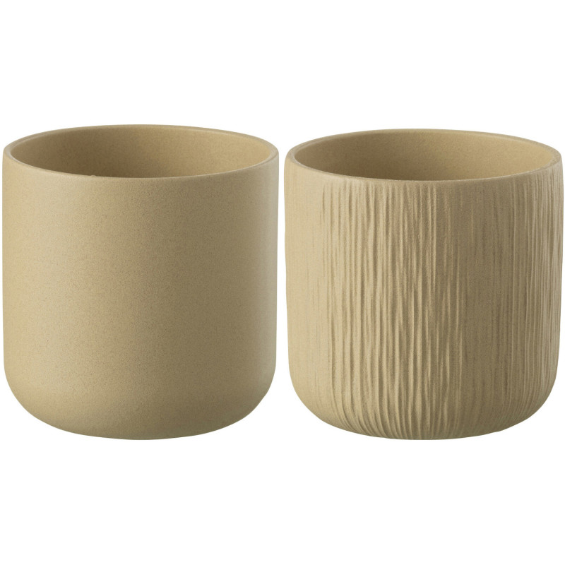 Cache-pot en Céramique Beige Gen Diamètre 13 cm (Lot de 2) - 1
