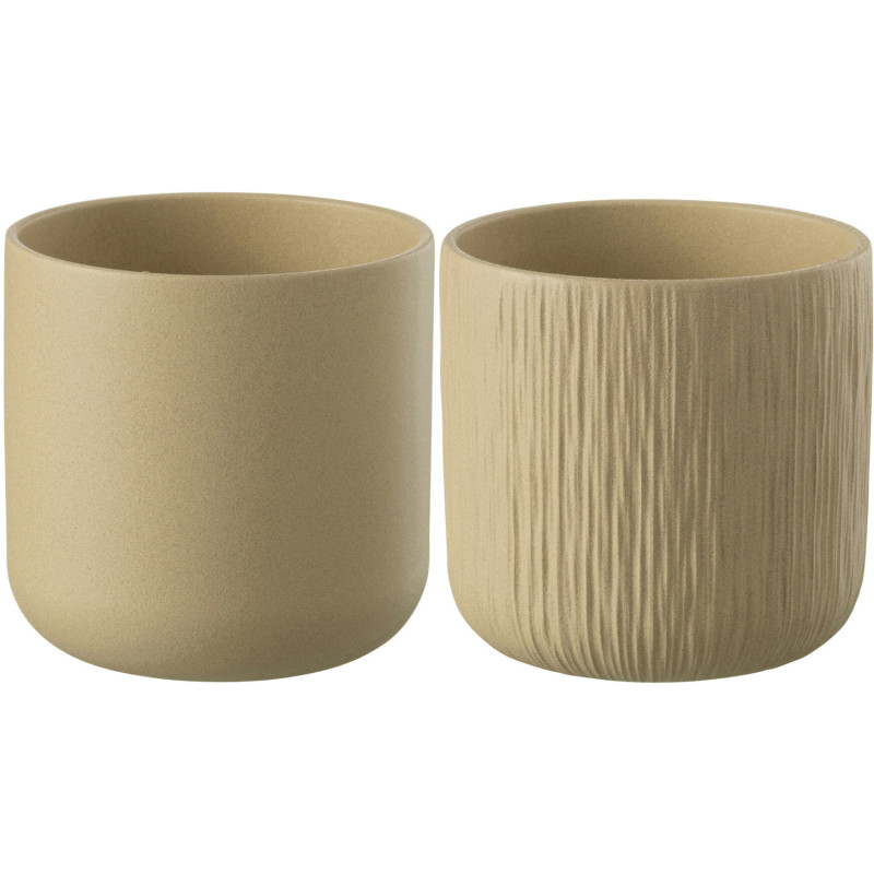 Cache-pot en Céramique Beige Gen Diamètre 15 cm (Lot de 2) - 1
