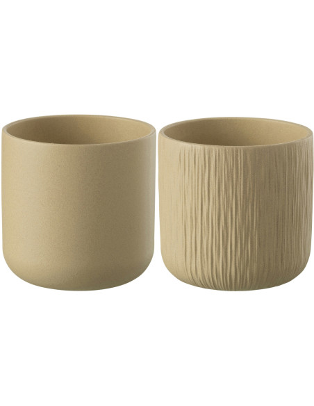 Cache-pot en Céramique Beige Gen Diamètre 15 cm (Lot de 2) - 1
